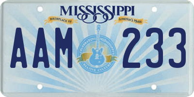 MS license plate AAM233