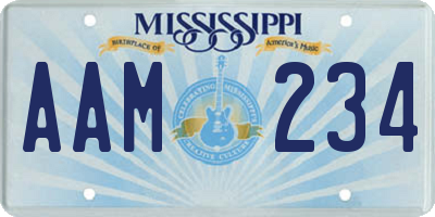 MS license plate AAM234