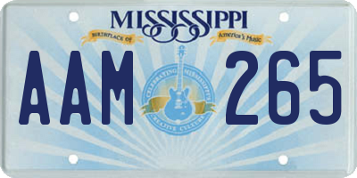 MS license plate AAM265