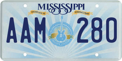 MS license plate AAM280