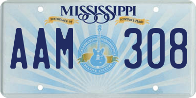 MS license plate AAM308