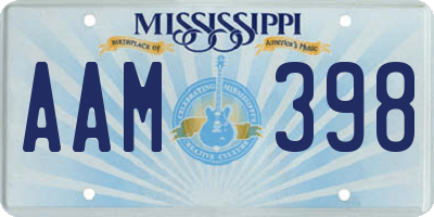 MS license plate AAM398