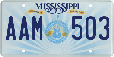 MS license plate AAM503