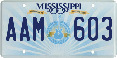 MS license plate AAM603