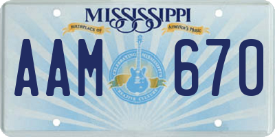 MS license plate AAM670