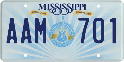 MS license plate AAM701