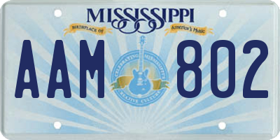 MS license plate AAM802