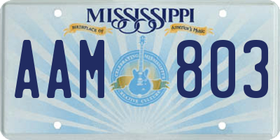 MS license plate AAM803