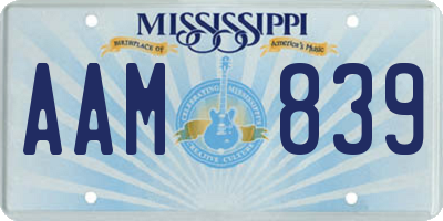 MS license plate AAM839