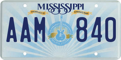 MS license plate AAM840