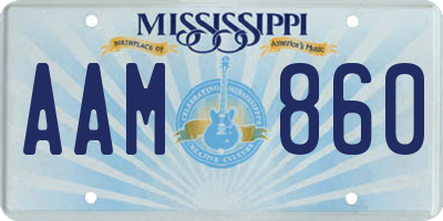 MS license plate AAM860