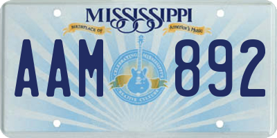 MS license plate AAM892