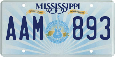 MS license plate AAM893