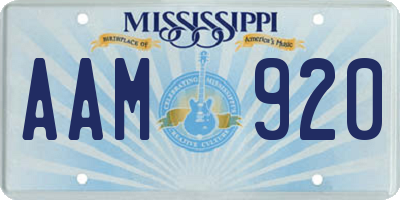MS license plate AAM920