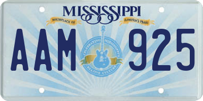 MS license plate AAM925