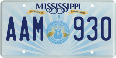 MS license plate AAM930