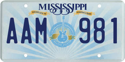 MS license plate AAM981