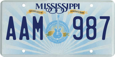 MS license plate AAM987