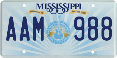 MS license plate AAM988