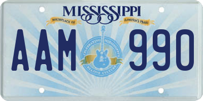 MS license plate AAM990