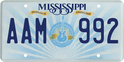 MS license plate AAM992