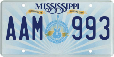 MS license plate AAM993