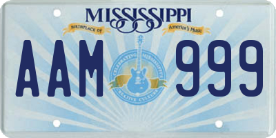 MS license plate AAM999