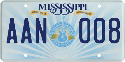 MS license plate AAN008