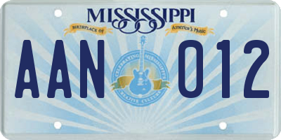 MS license plate AAN012