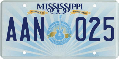 MS license plate AAN025