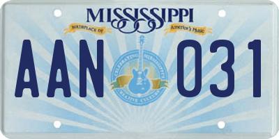MS license plate AAN031