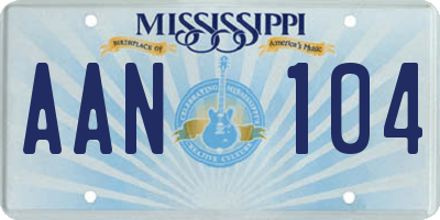 MS license plate AAN104