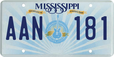 MS license plate AAN181