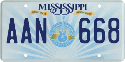 MS license plate AAN668