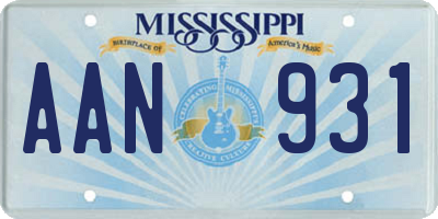 MS license plate AAN931