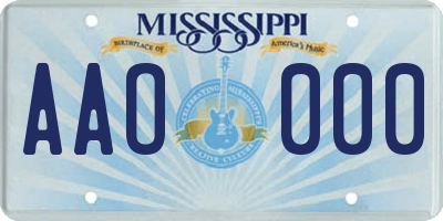 MS license plate AAO000