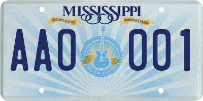 MS license plate AAO001