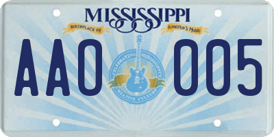 MS license plate AAO005