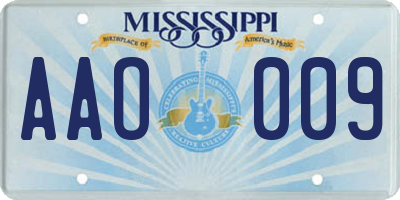 MS license plate AAO009