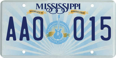 MS license plate AAO015