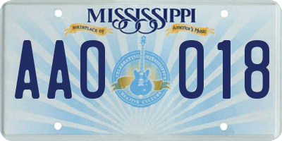 MS license plate AAO018