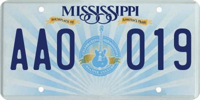 MS license plate AAO019