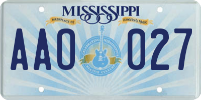 MS license plate AAO027