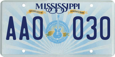 MS license plate AAO030