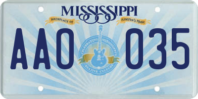 MS license plate AAO035