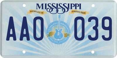 MS license plate AAO039