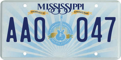 MS license plate AAO047