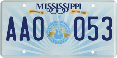 MS license plate AAO053