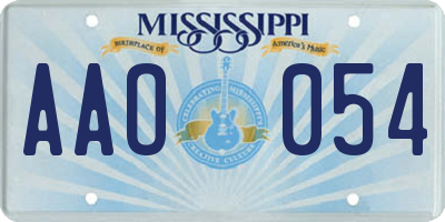 MS license plate AAO054