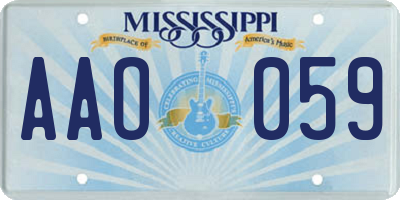 MS license plate AAO059